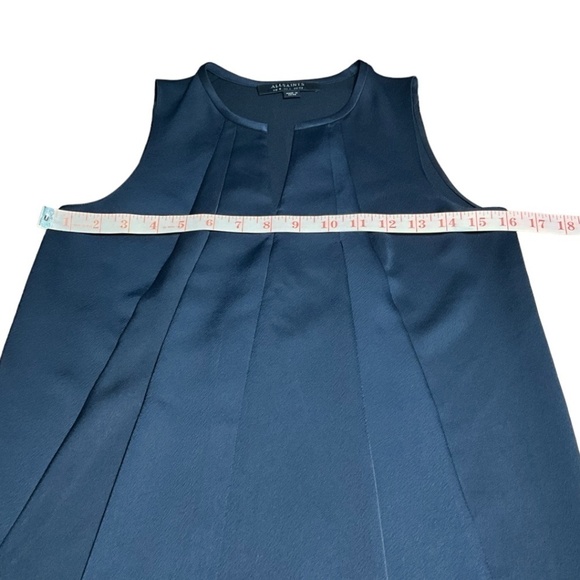 ALL SAINTS ‘BEA’ Mini A-Line Dress Matte Black Satin Soft Front Pleating US Sz 0 - Picture 6 of 8